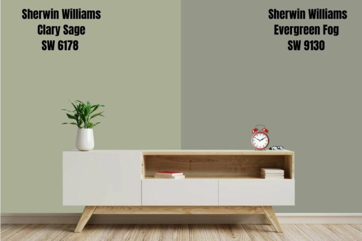 there are two wall decals in the same room, one is green and the other is white