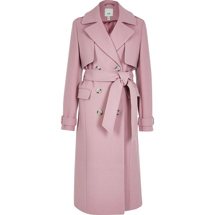 Pink wool longline trench coat | River Island Personal Style Quiz, Longline Trench Coat, Pink Trench Coat, Faux Fur Coats, Womens Jackets, Women's Coats And Jackets, Fur Coats, Coats And Jackets, Women's Coats & Jackets