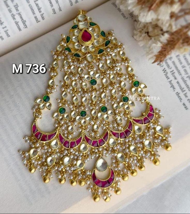 Latest Jadau Pachi Kundan heavy bridal passa mangtika | Gold Plated Pachi Kundan Maang Tikka | Heavy Kundan Tikka |  Gold Plated Pachi Kundan Maang Tikka Matha Patti Indian jewelry Back-Side real Silver Foil Work  Absolutely stunning Kundan Mathapatti (head jewelry) inspired by Sabyasachi designer Jewelry. High quality Kundan with gold plating. Pearl drops have been added to finish the look. Making time 10 to 12 days These Celebrity Inspired Mangtikka Are A Perfect Accessory This Wedding Season. The navratan stones make it very versatile. You can wear this tika with almost any color outfit. Big size. Very high quality item. Please zoom picture to see the craftsmanship. We sell HIGHEST QUALITY KUNDAN JEWELRY unmatched by 99% of Online Sellers and stores in India Handcrafted To Perfection Pe Side Mangtika, Luxury Cutdana Tikka For Wedding, Luxury Gold Kundan Tikka, Luxury Hand Set Tikka For Wedding, Luxury Tikka With Latkans For Festivals, Side Tikka Jewelry, Luxury Tikka With Stone Work For Reception, Luxury Heavy Tikka For Festive Occasions, Luxury Zari Work Tikka For Festive Season