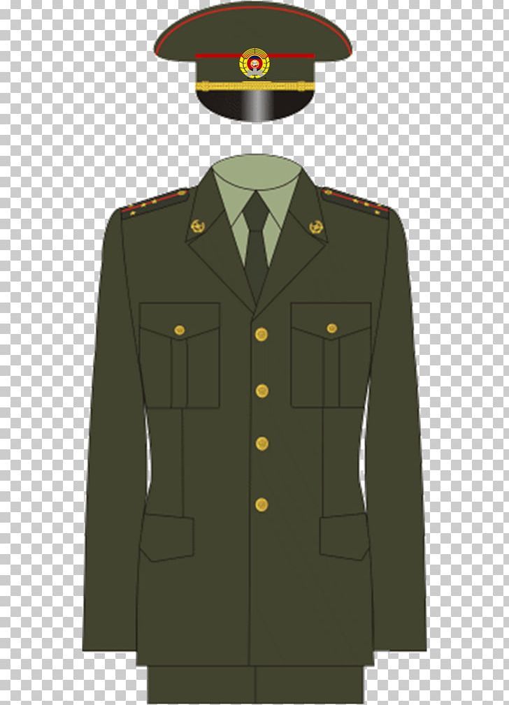 an army uniform with a hat and tie on it's head, transparent background