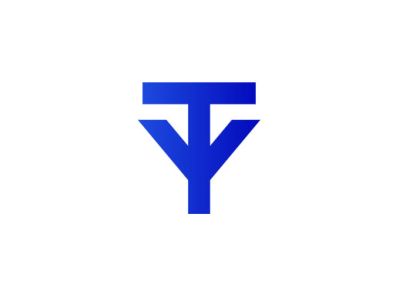 the letter y is made up of two letters, one blue and one white with an arrow