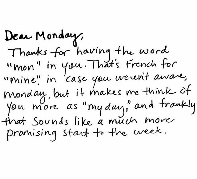 a handwritten note from dear monday