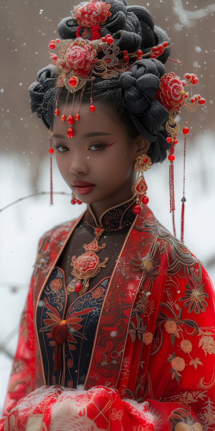 Chinese Dynasty, Afrique Art, Fusion Art, Black Princess, Black Goddess, African Girl, Black Art Pictures, Black Love Art, African Beauty