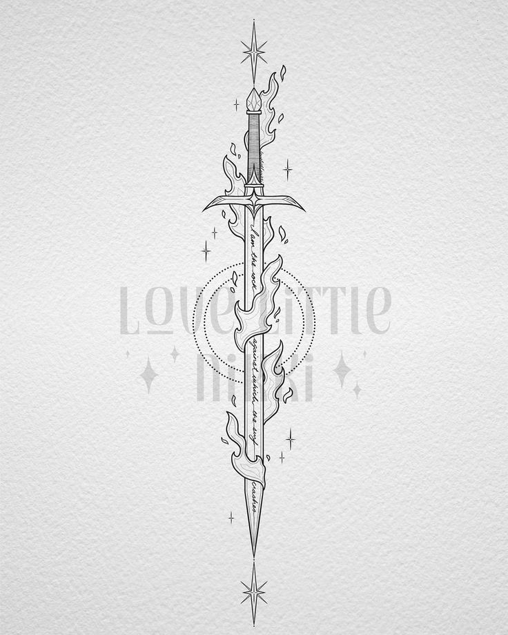 “I am the rock against which the surf crashes” 🌊🗡️ this flaming Ataraxia blade is for the lovely Alaynah 🔥 the design totally encapsulates everything about Nesta from her flames down to the eight point star ✨ #ACOTAR #nestaarcheron #tattooinspiration Nesta Back Tattoo Acotar, Nestas Swords, Nestas Back Tattoo Acotar, Nesta Ataraxia Tattoo, Nesta Acheron Tattoo, Ataraxia Acotar, Valkyrie Tattoo Acotar, Ataraxia Tattoo Acotar, I Am The Rock Against Which The Surf