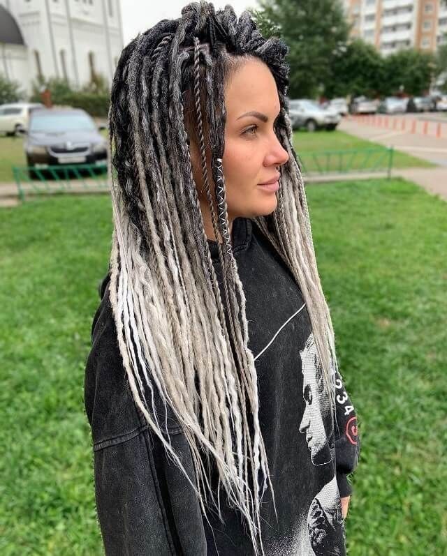 Dreadlock For White Women, White Girl Dreadlocks, Womens Dreadlocks, Wool Dreads Hairstyles, Braid Extensions White Girl, White People With Dreads, Dreadlock Extensions White Girl, Viking Ceremony, Dreads Styles For Women White