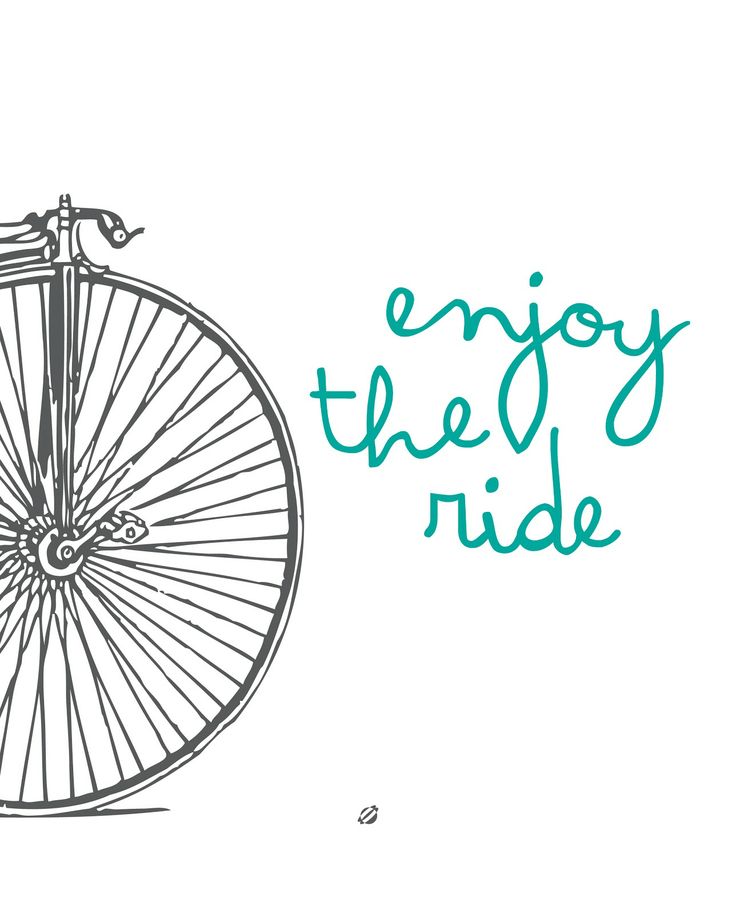 an image of a bicycle with the words enjoy the ride written in green on it