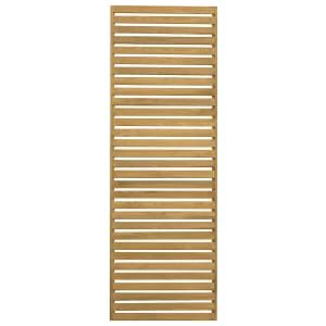 a wooden slatted door on a white background