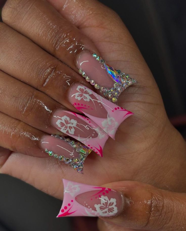 Punk Nails, Girly Acrylic Nails, Exotic Nails, Long Acrylic Nails Coffin, Short Acrylic Nails Designs, Pink Acrylic Nails, Luxury Nails, Fire Nails, Cute Nail Designs