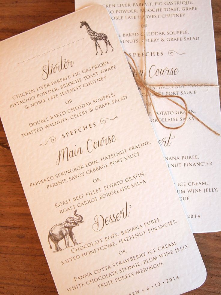 the menus are laid out on top of each other for guests to enjoy their meal