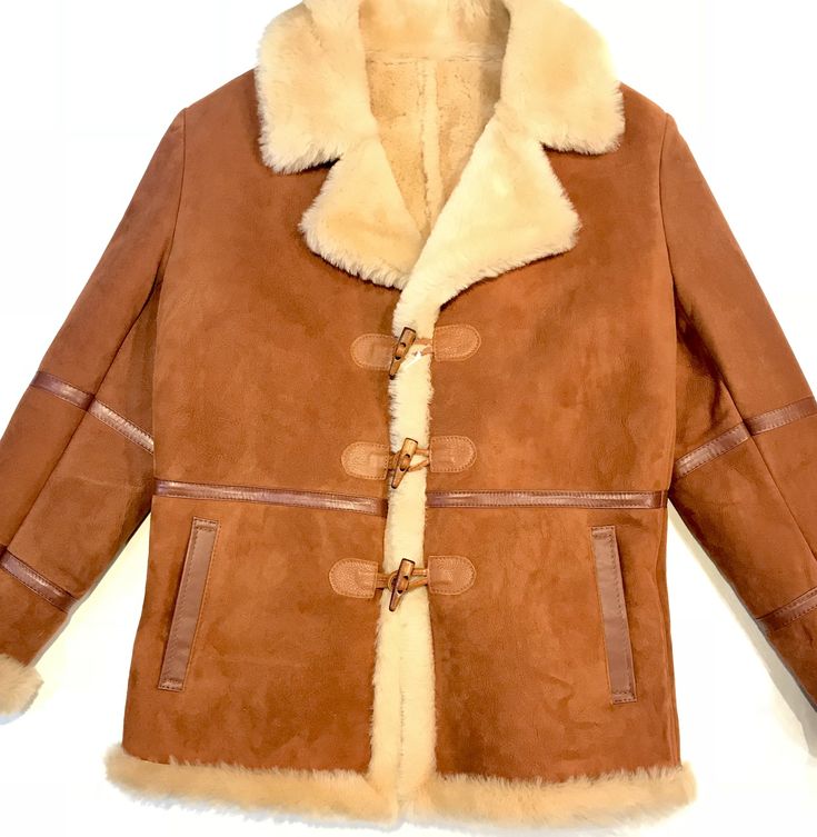 Kashani Maple Duffel Suede Shearling JacketMaterial:ShearlingStyle: Duffel CoatColor: Maple Shearling Vest, Shearling Coat, Vintage Coat, Shearling Jacket, Mens Coats, Duster Coat, Women's Blazer, Fur Coat, Cool Outfits