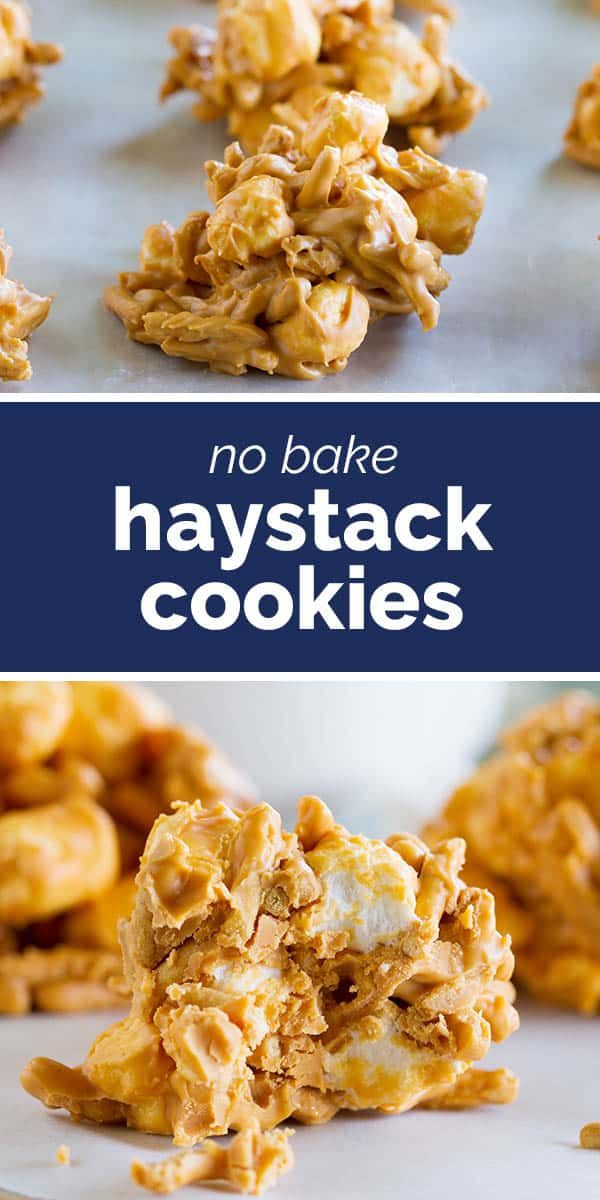 no bake haystacks recipe with text overlay