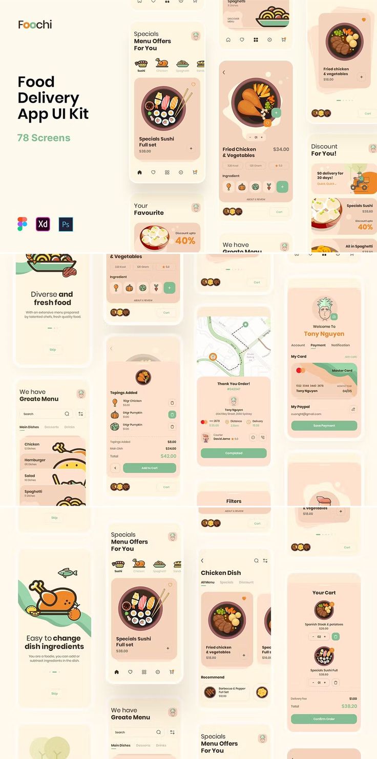 the food app is designed to look like it has many different menus