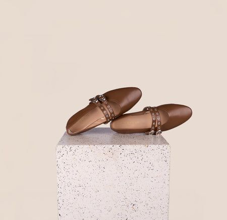 Como Italian Leather Ballet Flats in Brown | A. Soliani Plastic Molds, Leather Ballet Flats, Warm Brown, Ballerina Flats, Nappa Leather, Stacked Heel, Italian Leather, Leather Heels, Classic Looks