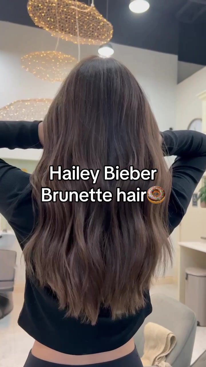 meagankinu on TikTok Dimensional Brunette No Bleach, Medium Length Ashy Brown Hair, Hailey Bieber Brunette Hair, Natural Brunette Hair Color, Teddy Bear Brunette Hair Color, Teddy Bear Brunette, Cool Toned Brunette Balayage, Cool Toned Brunette Hair, Hailey Bieber Brown Hair