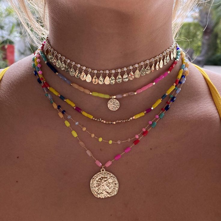 Our Gypsy-inspired gold coin necklace evokes a worldly, wanderlust vibe we can sometimes only dream about. Throw it on with a simpler chain link piece and a longer pendant to go full bohemian. 14k gold plated sterling silver 14-17” Adjustable in length Preppy Jewelry, Happy Clothes, Double Rainbow, Gold Coin Necklace, Rainbow Necklace, Waist Beads, Jewelry Accessories Ideas, Neue Outfits, Dope Jewelry