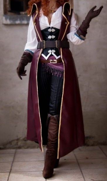 Fantasy Clothing Pirate, Pirate Clothing Reference, Pirate Jacket Drawing, Pirate Captain Outfit Male, Adventuring Outfit Dnd, Neck Scarf Drawing, Dnd Rouge Outfits Inspiration, Winter Pirate Outfit, Formal Pirate Outfit