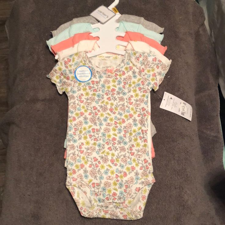 Carter’s 5 Pack Ss Bodysuits With Flowers And Unicorns Baby Stuff, Kids Shop, One Piece, Collage, Cream, Flowers, Pins, Color