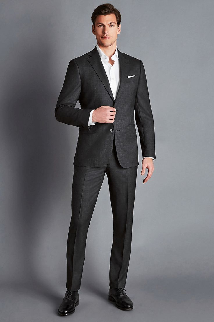 How to Style Dark Grey Suit Men Charcoal Grey Suit Men, Grey Suit Men, Dark Gray Suit, Interview Attire, Charcoal Gray Suit, Charcoal Suit, Prom 2024, Travel Size Beauty Products, Charles Tyrwhitt