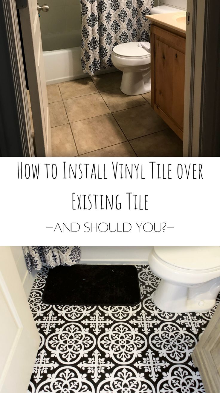 a bathroom with black and white tile on the floor next to a toilet in it