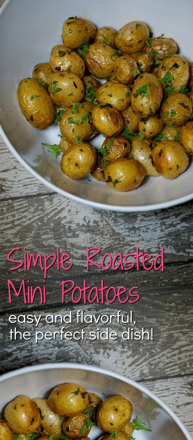 two white bowls filled with cooked mini potatoes