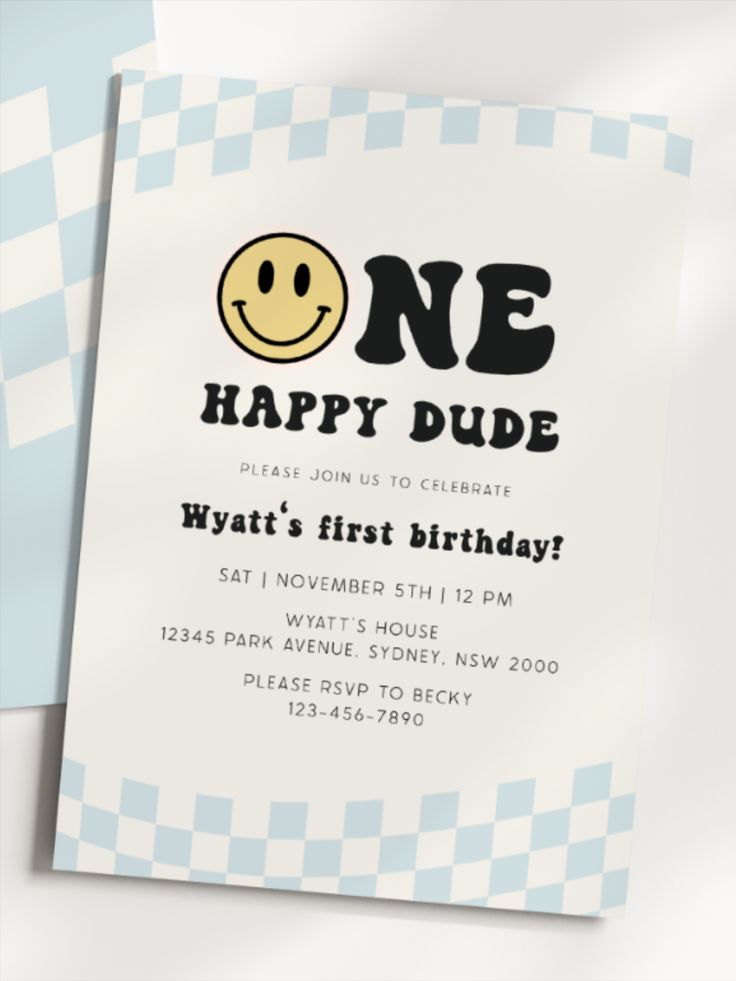 a birthday card with a smiley face on it