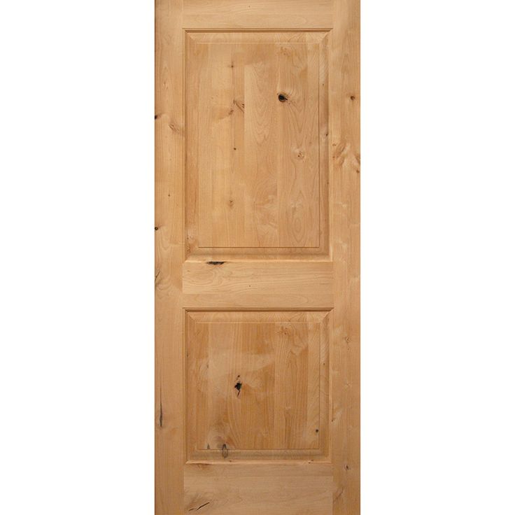 a wooden door with two panels on the front and side paneled in light wood