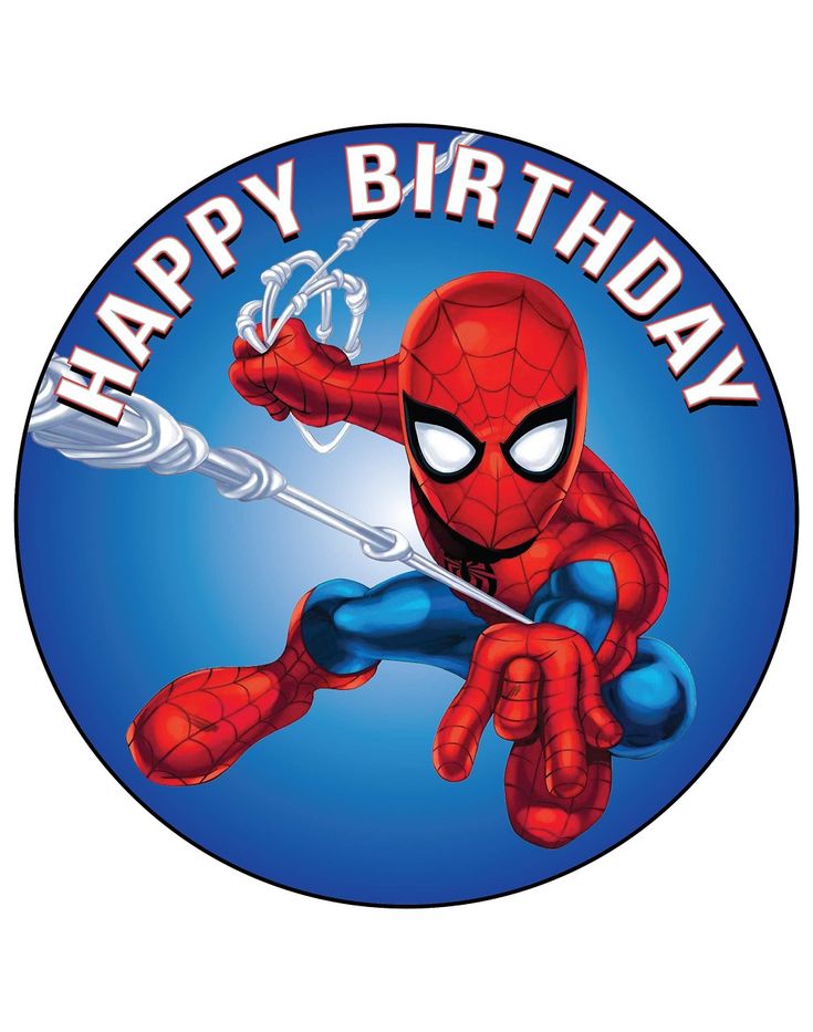 a spiderman birthday sticker with the words happy birthday