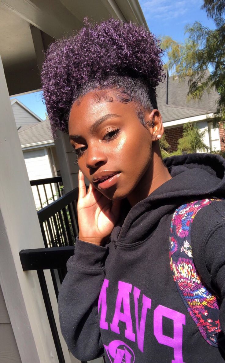 Purple Natural Hair, Dyed Natural Hair, Pelo Afro, Natural Hair Inspiration, Hair Journey, Natural Hair Color, Black Girls Hairstyles, Purple Hair, Curly Hair Styles Naturally