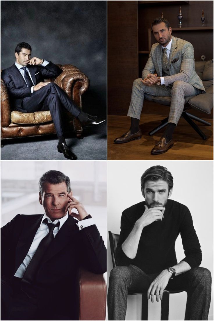 men in suits and ties sitting on chairs