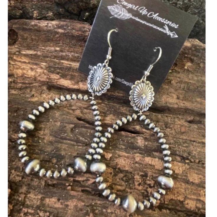 Brand New Silver Navajo Pearl Beaded Hoop Earrings Rodeo Jewelry, Western Jewelry, Southwestern Jewelry, Cowgirl Jewelry, Boho Jewelry, Silver Jewelry, Navajo Pearls, Navajo Jewelry, Country Girl, Boots, Boho, Gypsy, Tribal, Aztec, Navajo, Southern, Southwest, Western, Rodeo, Cowgirl Style, Dojo, Bohemian, Nwt, Zuni, Gift, Jeweled, Jewelry Accessories Festival Concho Dangle Jewelry, Adjustable Concho Earrings For Festival, Adjustable Southwestern Round Earrings, Nickel-free Southwestern Hoop Earrings, Nickel-free Southwestern Style Round Hoop Earrings, Southwestern Adjustable Teardrop Earrings, Adjustable Southwestern Teardrop Earrings, Adjustable Southwestern Style Teardrop Earrings, Nickel-free Adjustable Southwestern Earrings