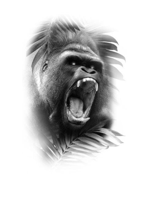 a gorilla with its mouth open and it's teeth wide open, showing his teeth