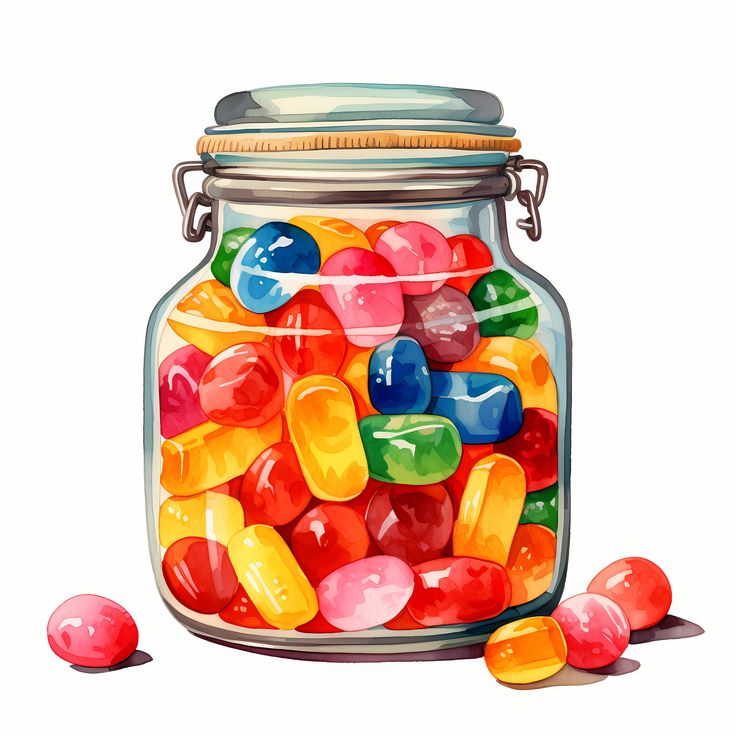 a jar filled with lots of gummy bears