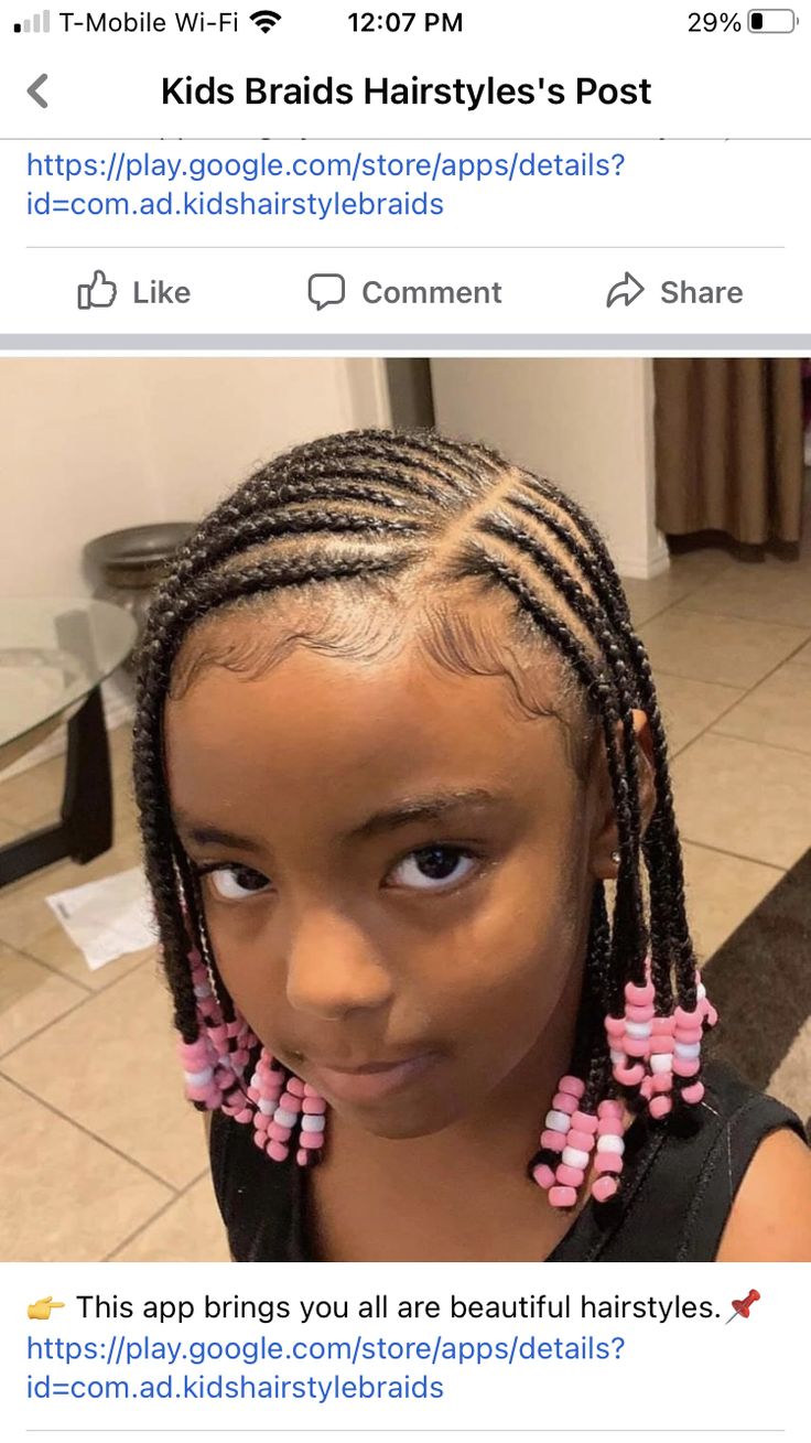 Cornrows For Little Black Girls Short Hair, Cute Hairstyles For 9-10, Cornrows Ideas For Kids, Kids Cornrows With Beads, Cornrow Hairstyles For School Kids, Simple Cornrows Hairstyles, Black Girls Hairstyles For Kids Braids Cornrows Natural Hair Styles, Cornrows Kids Girl Hairstyles, Black Kid Hairstyles Braids