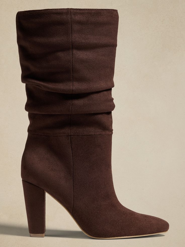 Vegan Leather Slouchy Boot | Banana Republic Factory Suede Slouch Boots, Brown High Boots, Safari Chic, Slouchy Boots, Winter Gear, Sweater Dresses, Slouched Boots, Banana Republic Factory, Effortless Elegance