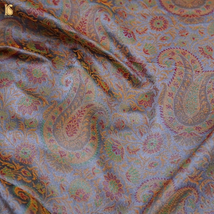 Grey Pure Banarasi Silk Handwoven Tanchui Fabric - Khinkhwab Traditional Formal Pashmina Dupatta, Formal Traditional Pashmina Dupatta, Elegant Silk Pashmina Shawl With Zari Work, Traditional Jamawar Pashmina Shawl For Formal Occasions, Traditional Jamawar Pashmina Shawl For Formal Events, Traditional Silk Pashmina Shawl For Formal Occasions, Elegant Silk Pashmina Shawl For Festivals, Festive Formal Pashmina Shawl In Jamawar, Formal Festive Silk Shawl