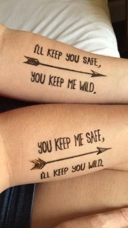 two people with matching tattoos on their arms that say i'll keep you safe