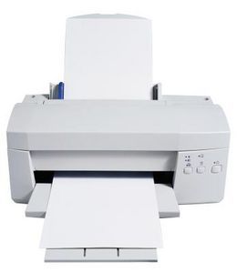 a printer that is sitting on top of a white surface with the paper in front of it