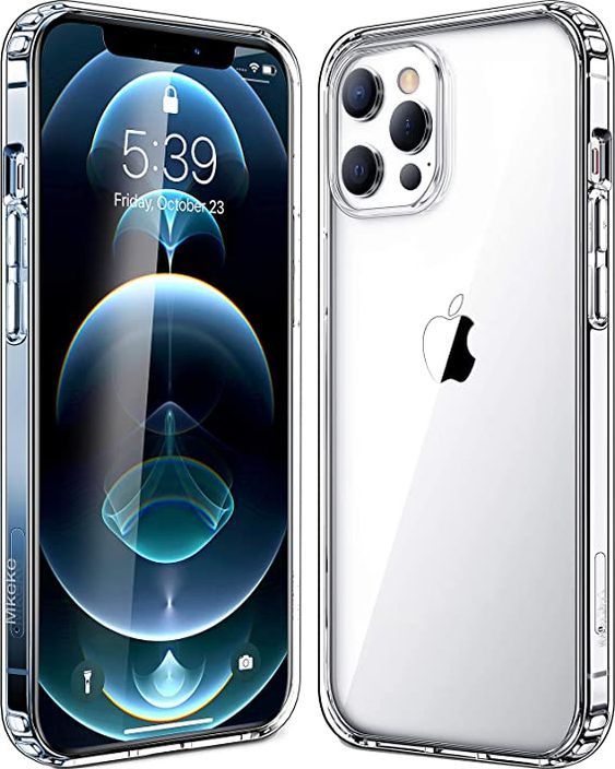 an iphone case that is clear and has two buttons on the front, one with a camera