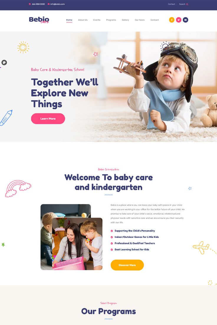 an image of a website design for children's toys and playgroups, which is