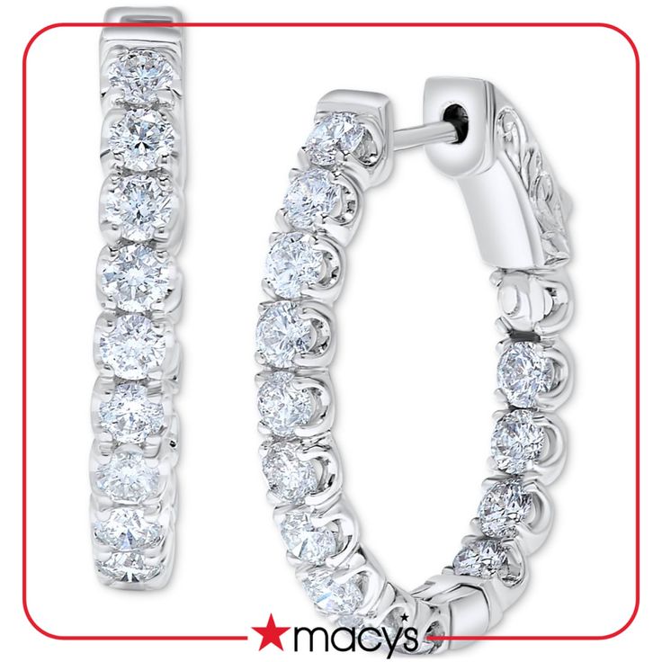 in stock Classic Hoop Earrings For Anniversary From Macy's, Classic Macy's Hoop Earrings For Anniversary, Macy's Classic Hoop Earrings For Anniversary, Classic Macy's Jewelry With Halo Design, Macy's Fine Jewelry Hoop Earrings For Anniversary, Macy's Jewelry With Round Halo Design, Macy's White Gold Jewelry With Halo Design, Macy's Jewelry With Halo Round Cut Design, Gia Certified Hoop Jewelry For Anniversary