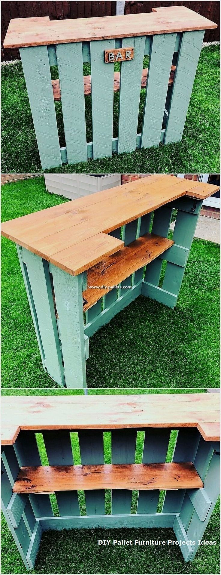 the bench is made out of old pallets