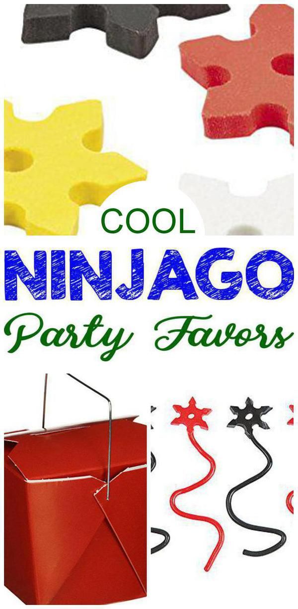 an image of party favors with the words cool ninjao party favors on it and images of toys