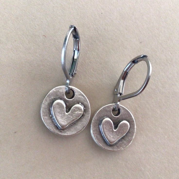 Great Everyday Style Exclusive Earrings New Super Cute! 0.8” Total Length, 11mm Width Antique Tone Sterling Silver Plated Metal Hammered Heart Charms, Leverback Wires Oxidized Sterling Silver Plated Stainless Steel Perfect Simple Minimalist Dangle Drop Earrings Bestseller Style Great Gift Idea Handcrafted Artisan One Of A Kind Earrings Handmade In Us Fast Shipping From California Please Review My Other Exclusive Handcrafted Artisan Jewelry On Sale Additional 10% Discount With Bundle 2+ Handcrafted Earrings Handmade, Adjustable Silver Heart Earrings, Adjustable Huggie Earrings For Anniversary, Everyday Metal Dangle Heart Earrings, Nickel-free Heart Earrings For Anniversary, Hypoallergenic Dangle Heart Earrings For Everyday, Small Hypoallergenic Earrings For Everyday, Nickel-free Adjustable Heart Earrings, Adjustable Dangle Heart Earrings