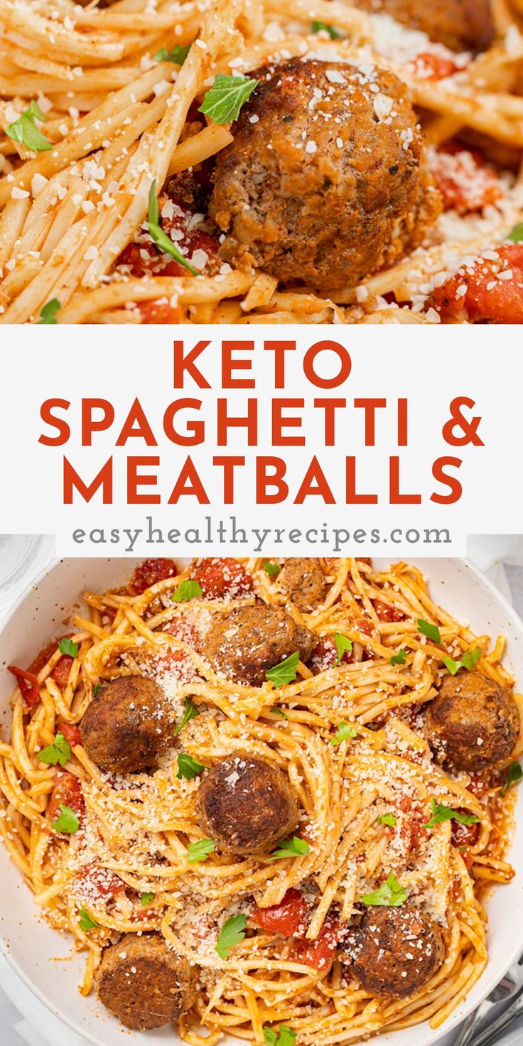 spaghetti and meatballs with parmesan cheese on top