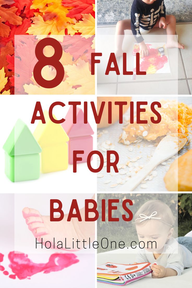 the words 8 fall activities for babies are shown