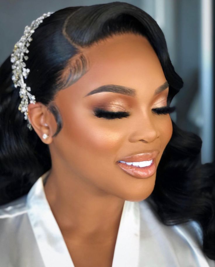 Black Wedding Makeup, Black Bridal Makeup, Glam Bride Makeup, Wedding Makeup Bride, Black Wedding Hairstyles, Natural Glam Makeup, Wedding Eye Makeup, Glam Wedding Makeup, Wedding Makeup For Brown Eyes