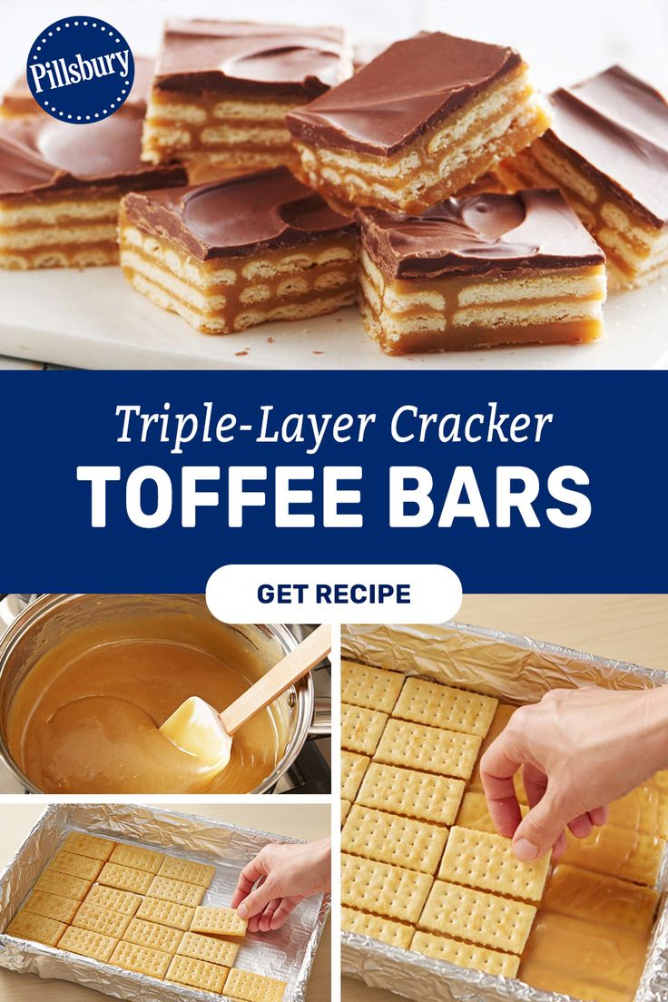 Triple-Layer Cracker Toffee Bars Cracker Toffee Bars, Cracker Toffee, Easy Caramel, Toffee Bars, Yummy Sweets, Sweetened Condensed Milk, How Sweet Eats, Eat Dessert, Sweets Treats