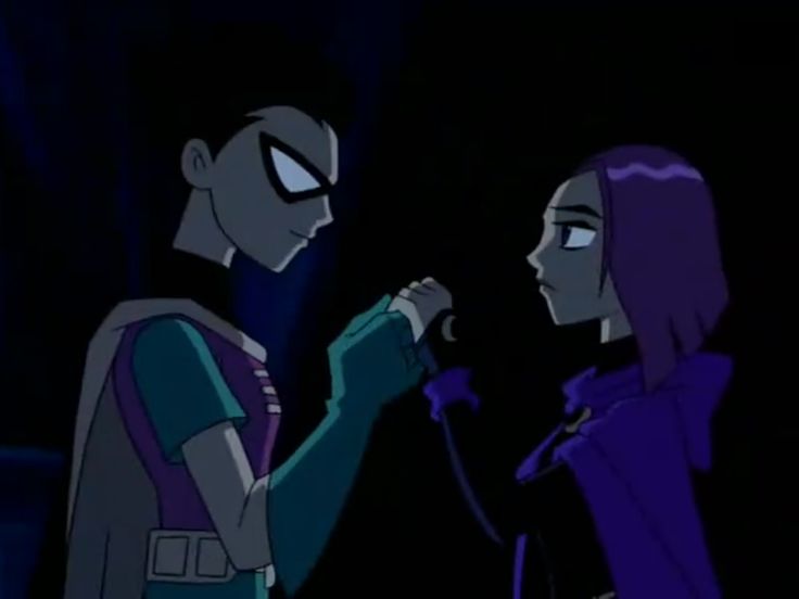 an animated image of two people standing in the dark with one person holding a microphone