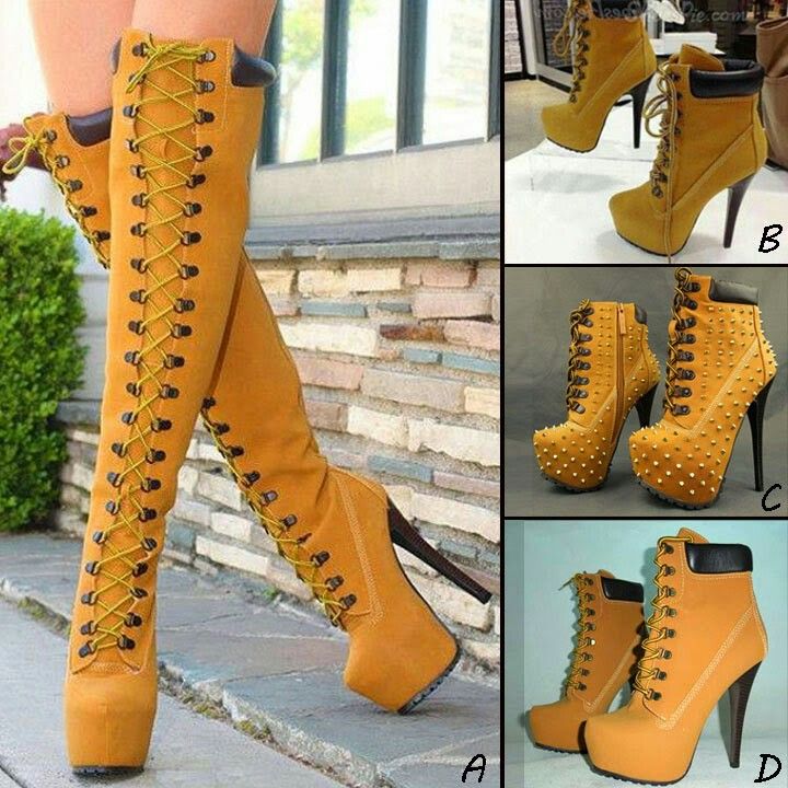 Gorgeous Timberland Heels, High Boots Outfit, Platform High Heels, Long Boots, Boots Outfit, High Heel Boots, Over The Knee Boots, Cute Shoes, Leather And Lace