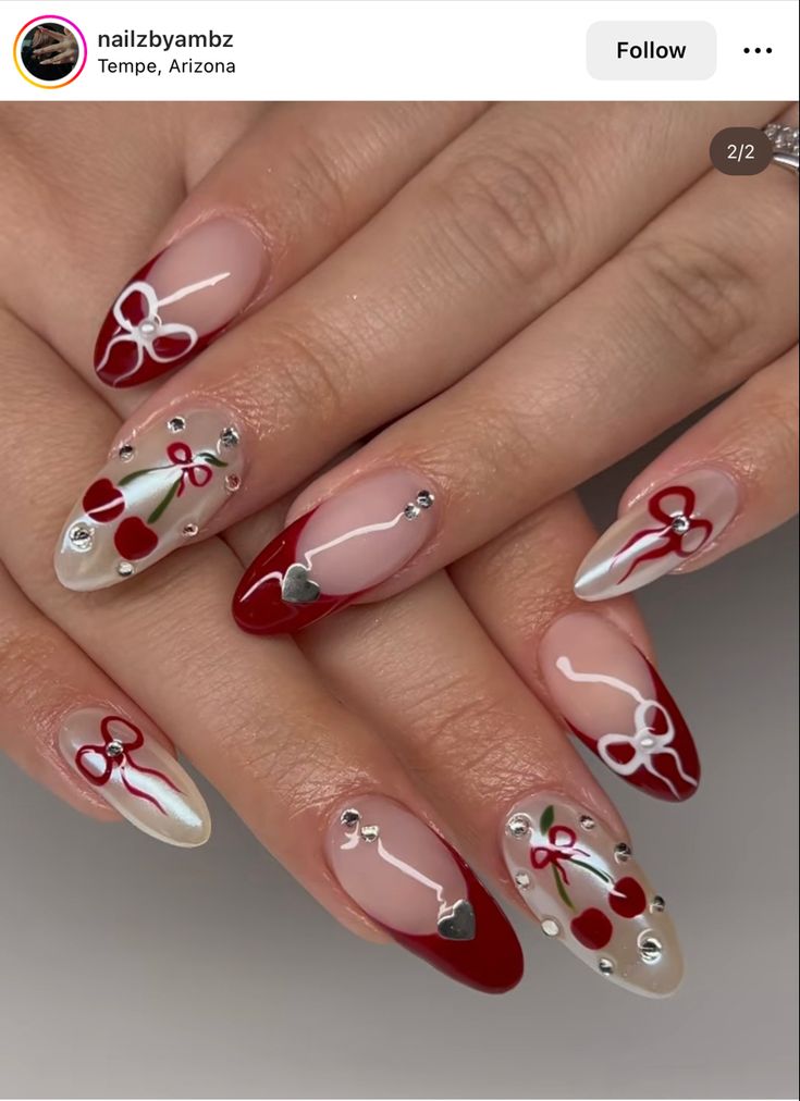 Red Nails For Summer, Chrome Red Nails, Red Nails Art, Red Chrome Nails, Chrome Red, Hello Nails, Gel Glue, Cherry Nails, Summery Nails